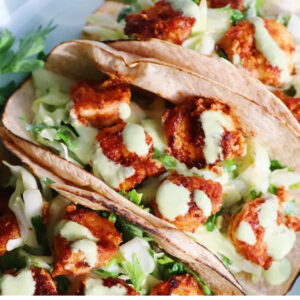 Spicy Shrimp Tacos Garlic Cilantro Lime Slaw