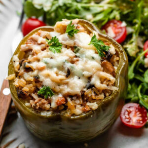 Savory Stuffed Green Bell Peppers with Sausage and Southwest Rice