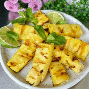 Grilled Pineapple Slices with Honey Lime Glaze