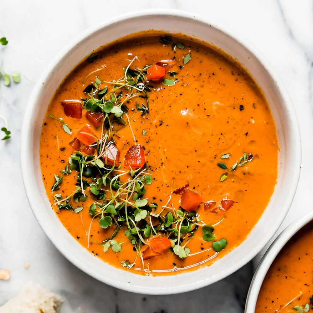 Creamy Roasted Orange Bell Pepper Soup
