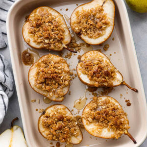 Cinnamon-Baked D’Anjou Pears with Oat Crumble