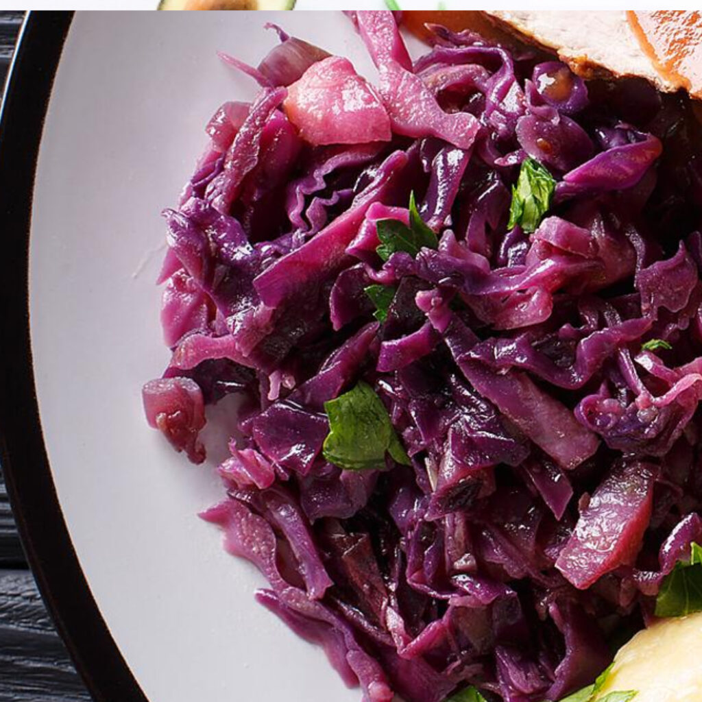 beautiful image of sweet and sour red cabbage plate looking super yummy