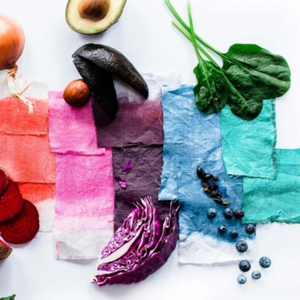 Fun ways to show the uses of blueberries outside the kitchen showing options of using it as fabric dye