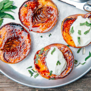 Grilled Peaches with Honey Yogurt Drizzle